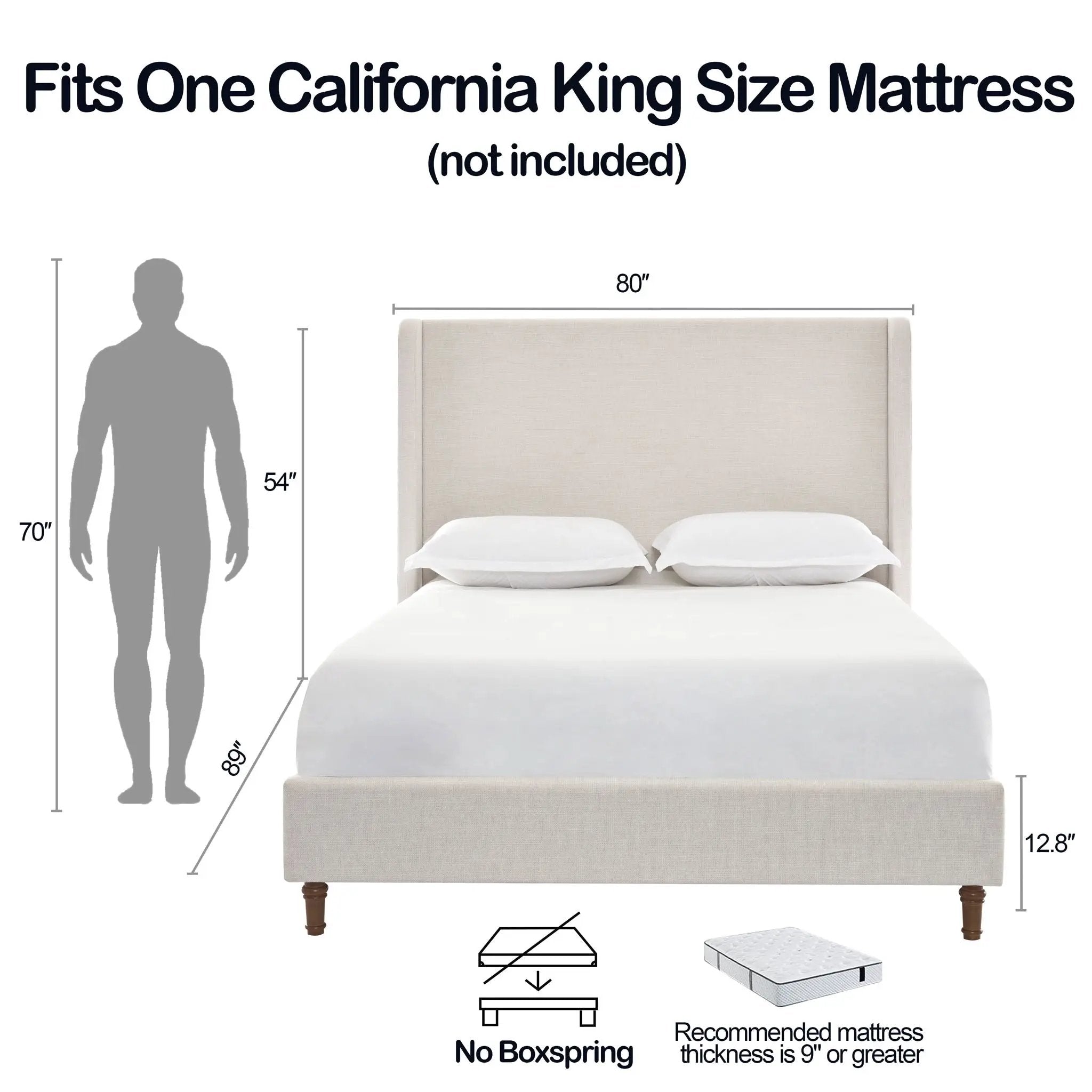 Harper - Tall Headboard Upholstered Bed / High Headboard / Elegant Simplicity / No Box Spring Needed by Unique Piece Furniture