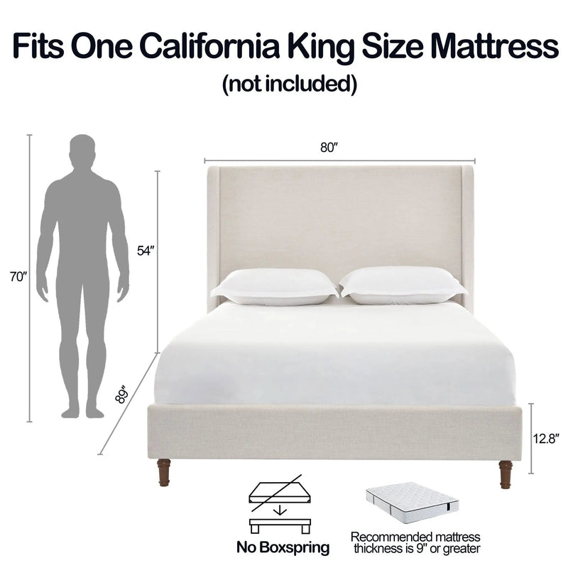 Harper - Tall Headboard Upholstered Bed / High Headboard / Elegant Simplicity / No Box Spring Needed by HouseOfZazla