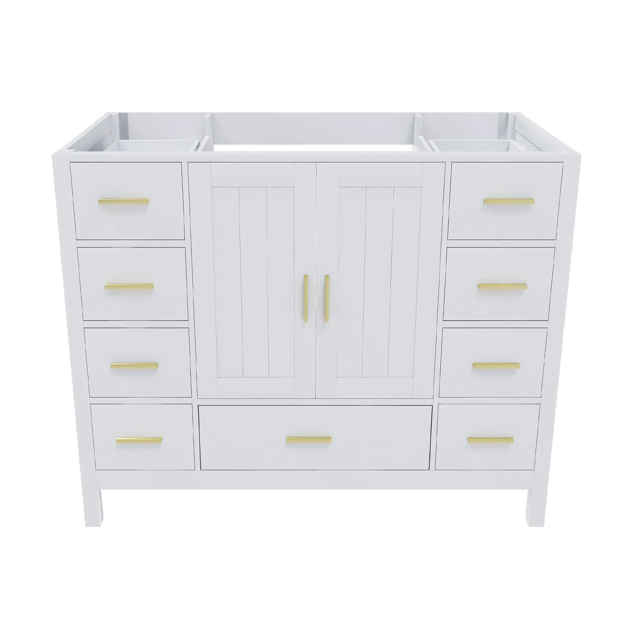 42" Bathroom Vanity Base Cabinet with 2 Soft-Close Double Doors & 9 Smooth Drawers by HouseOfZazla