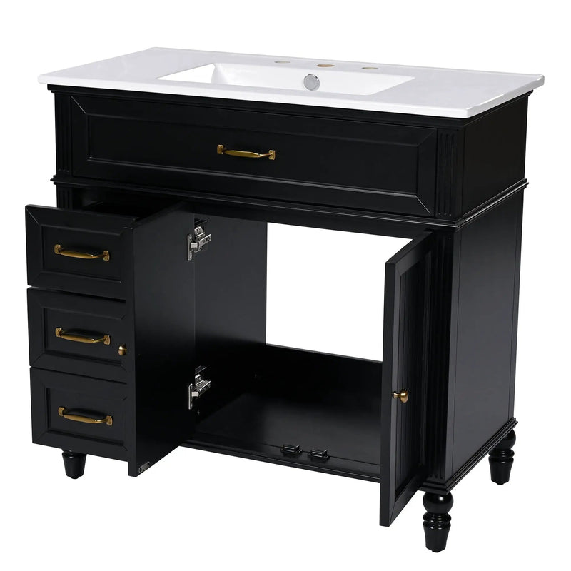 Bathroom Vanity With Sink, 2 Doors 2 Drawers, Freestanding Design by HouseOfZazla