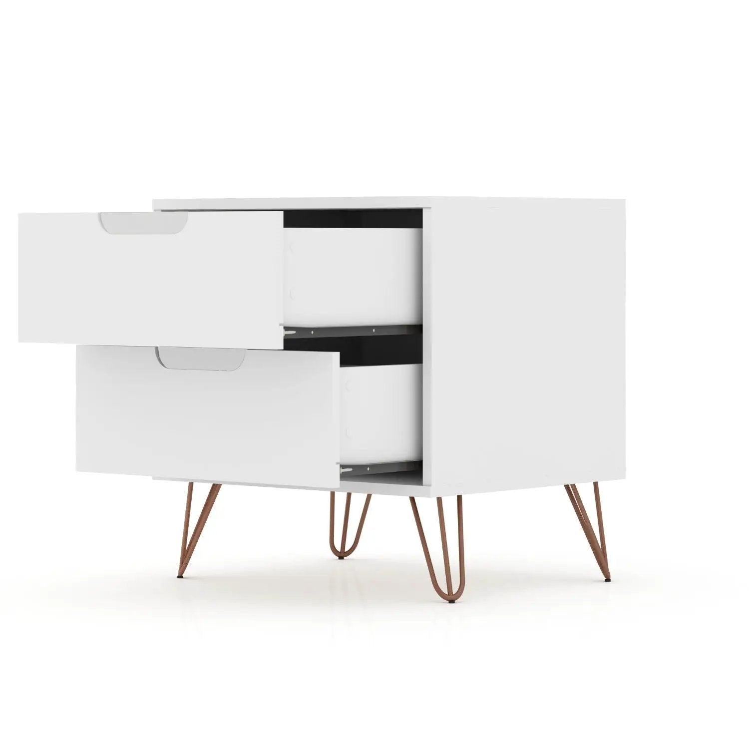 Rockefeller - Nightstand With 2 Drawers - White by HouseOfZazla
