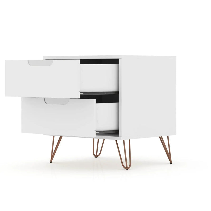 Rockefeller - Nightstand With 2 Drawers - White by HouseOfZazla