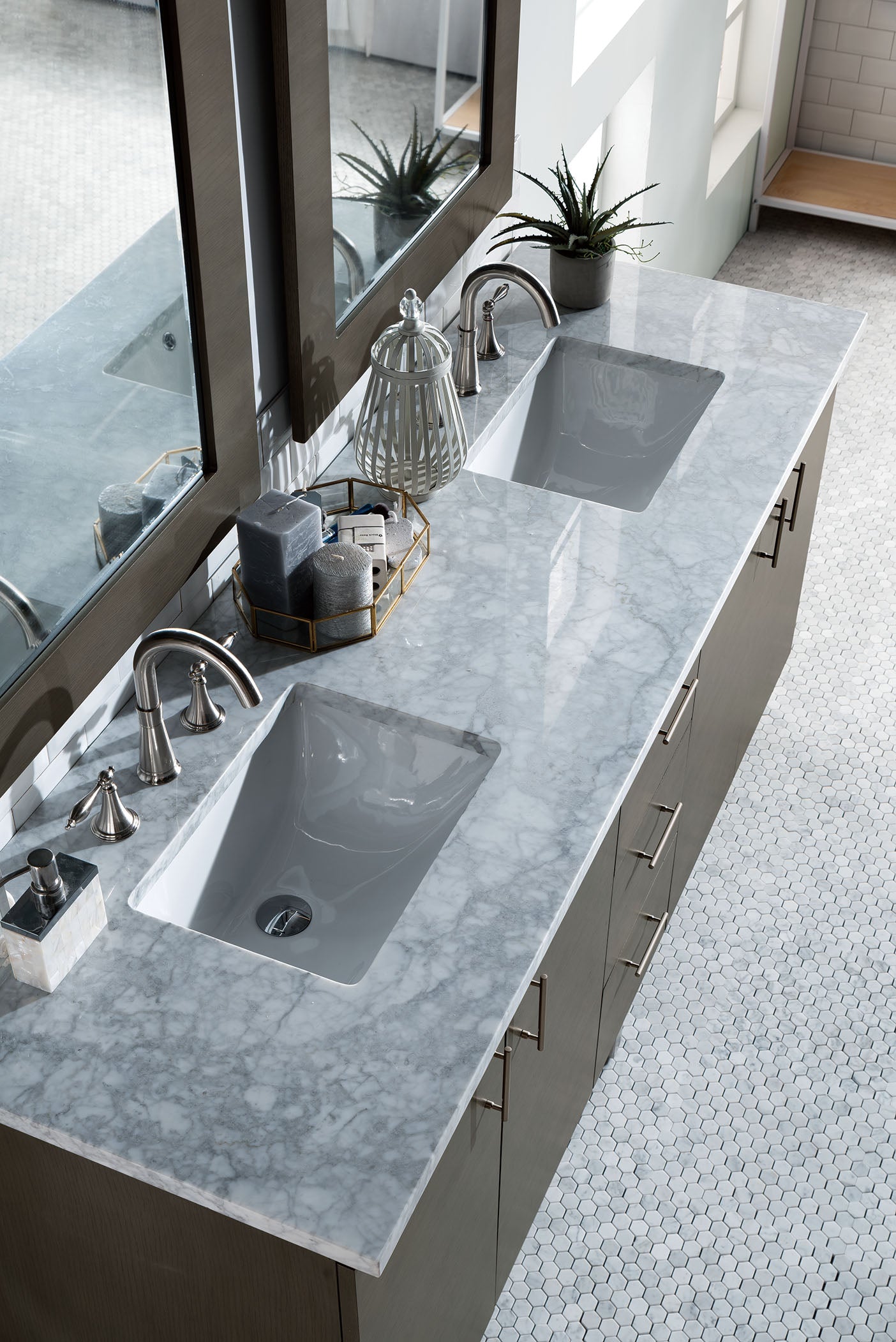 James Martin Metropolitan 72" Dual Mount Double Bathroom Vanity, Silver Oak by James Martin