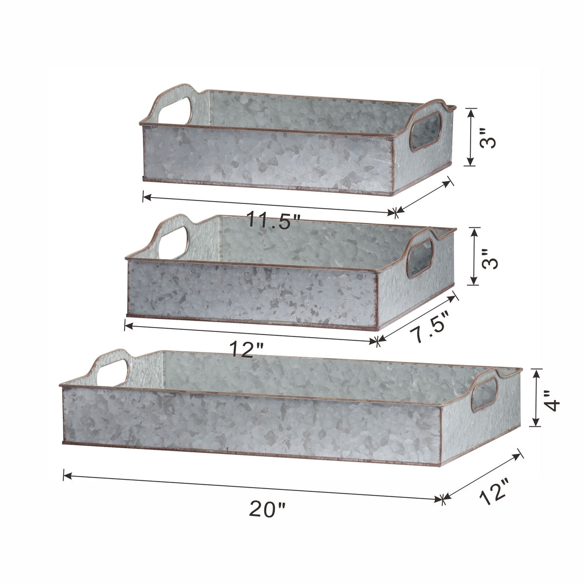 Decorative Galvanized Nesting Trays with Rustic Design - Gray, photo 16 of 19
