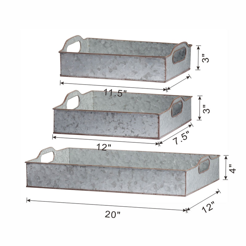 Decorative Galvanized Nesting Trays with Rustic Design - Gray, photo 16 of 19
