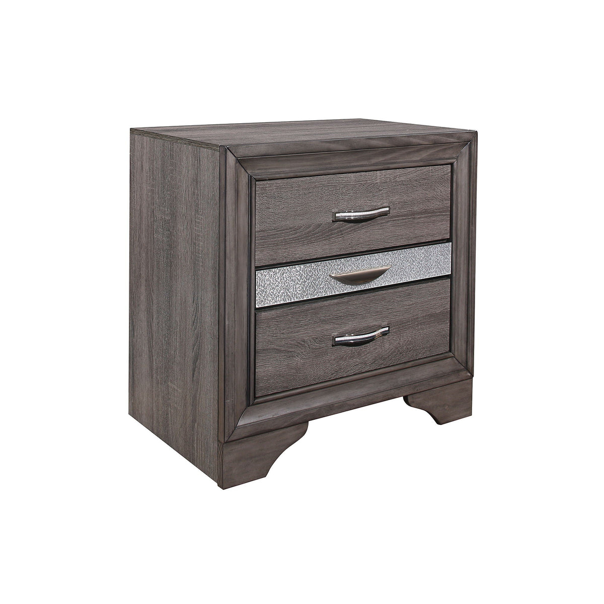 Sparkle Nightstand with Three Drawers - Gray