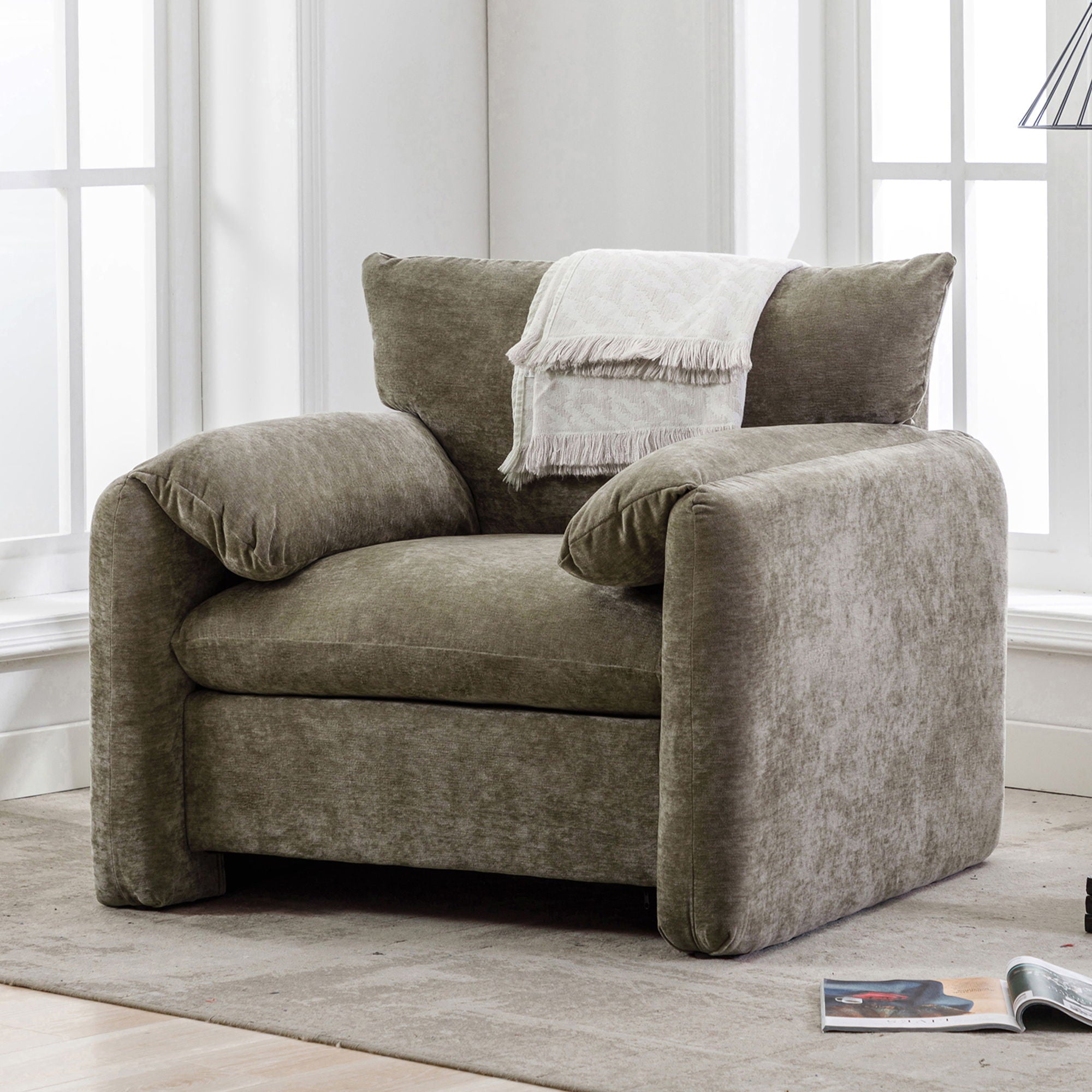 Oversized Accent Single Sofa Lounge Chair - Matcha Green by HouseOfZazla
