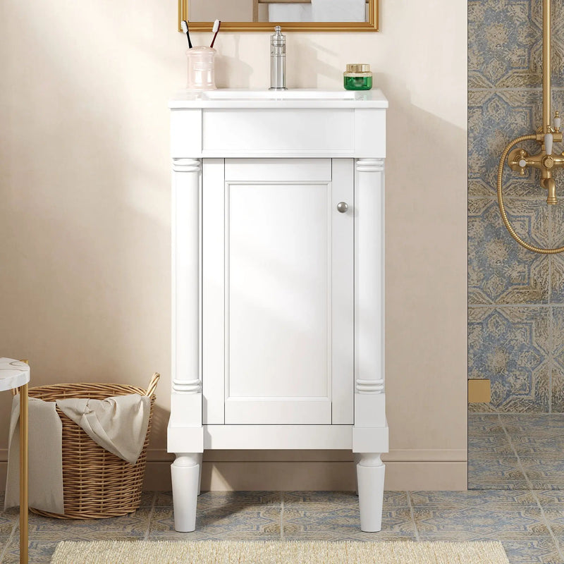 French Style Bathroom Cabinet With Sink, Adjustable Shelf by Unique Piece Furniture