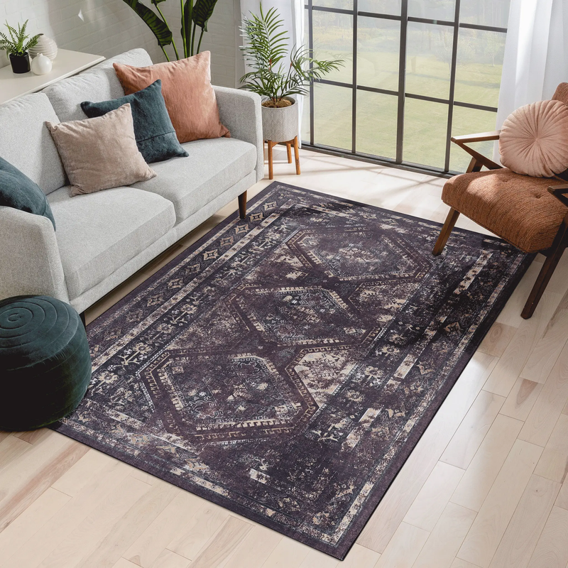 MAVAL Burgundy Washable Rug 8x10 Area Rug by HouseOfZazla