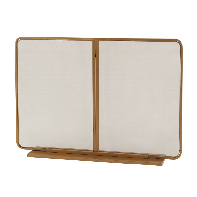 Gold Two‑Panel Freestanding Fireplace Screen with Iron Mesh - Gold, photo 3 of 10