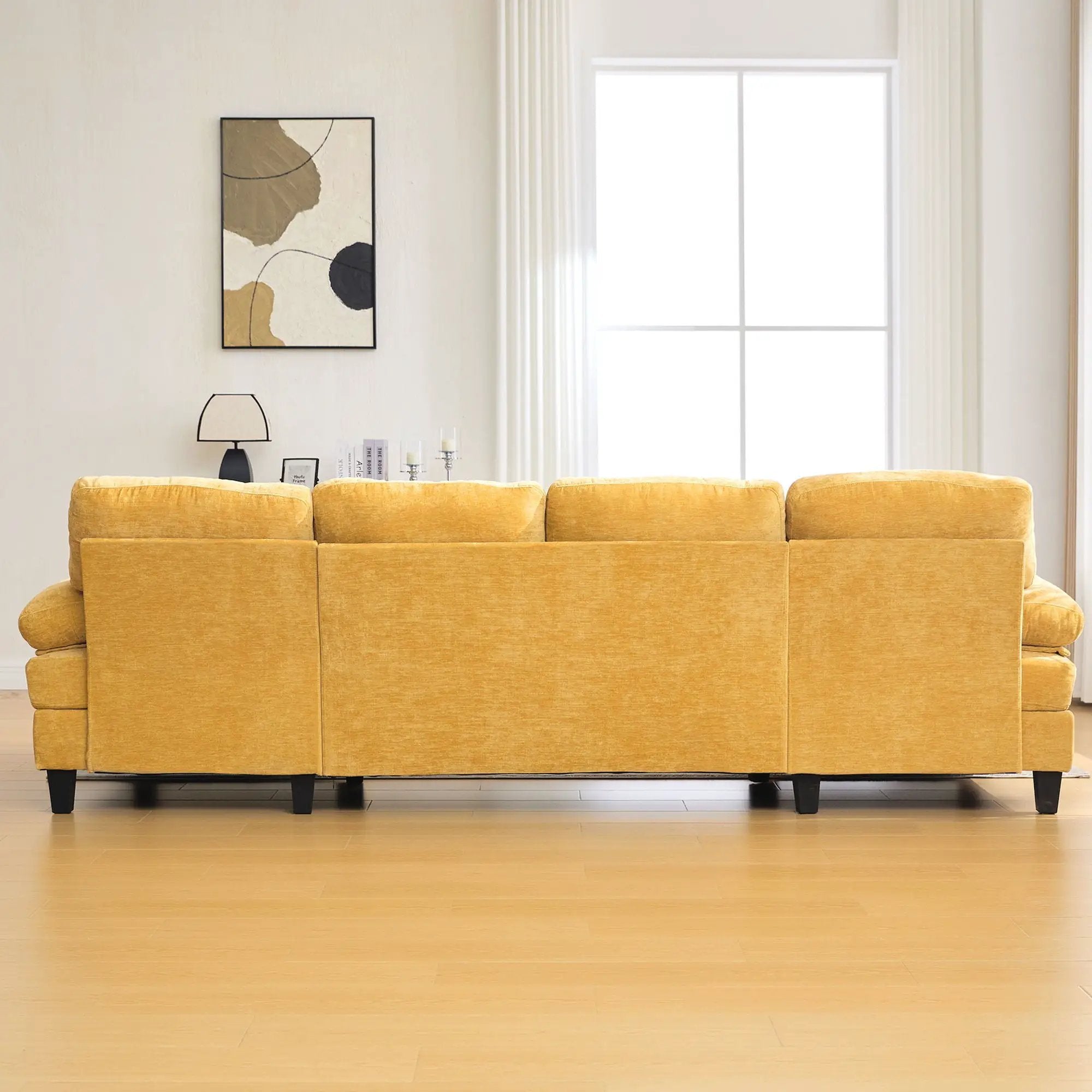 U-Shaped Sectional Sofa 103.5" Fabric Couch With Dual Chaise Lounges, Storage Pockets, Armrest Pillows by HouseOfZazla
