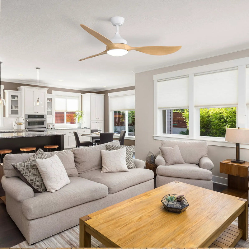 Modern Ceiling Fans Dimmable LED Light Quiet DC Reversible Motor For Indoor & Outdoor - White by Unique Piece Furniture