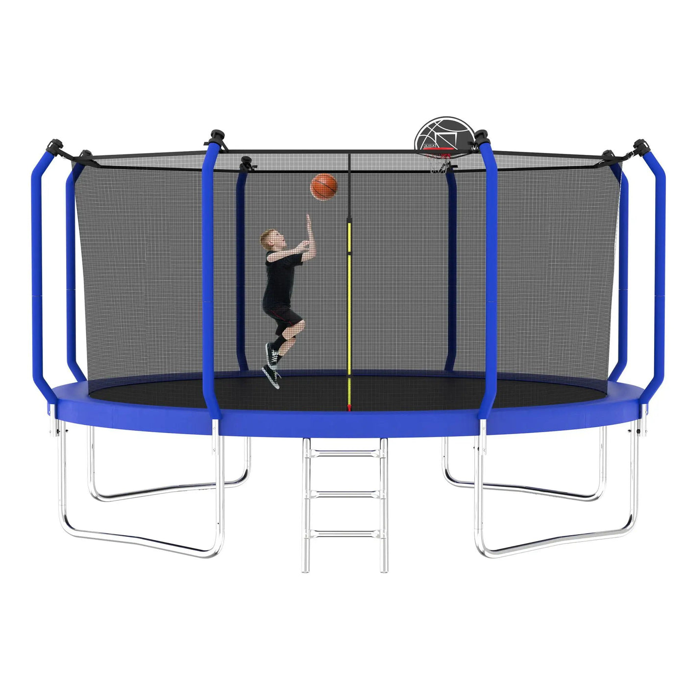 Trampoline With Basketball Hoop, Astm Approved Reinforced Type Outdoor Trampoline With Enclosure Net by HouseOfZazla
