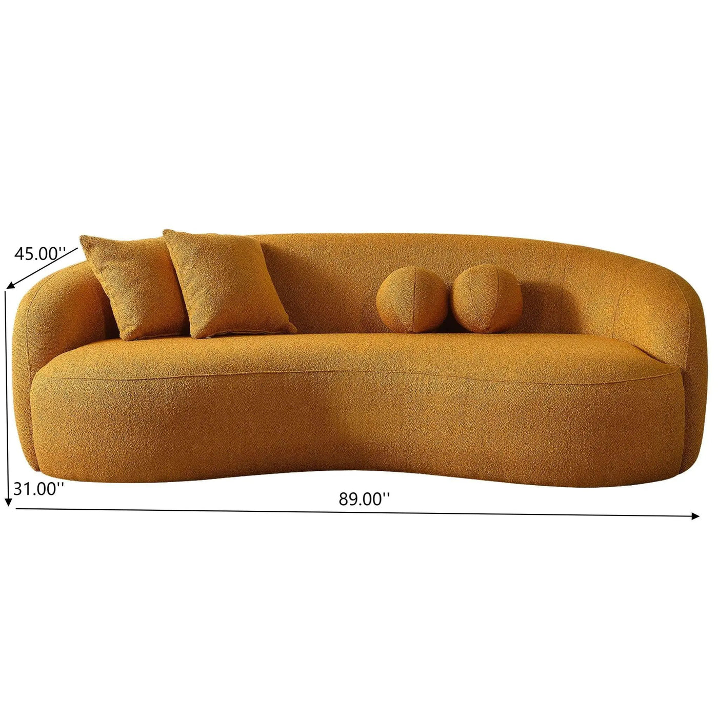 Drake - Japandi Style Curvy Boucle Sofa by HouseOfZazla