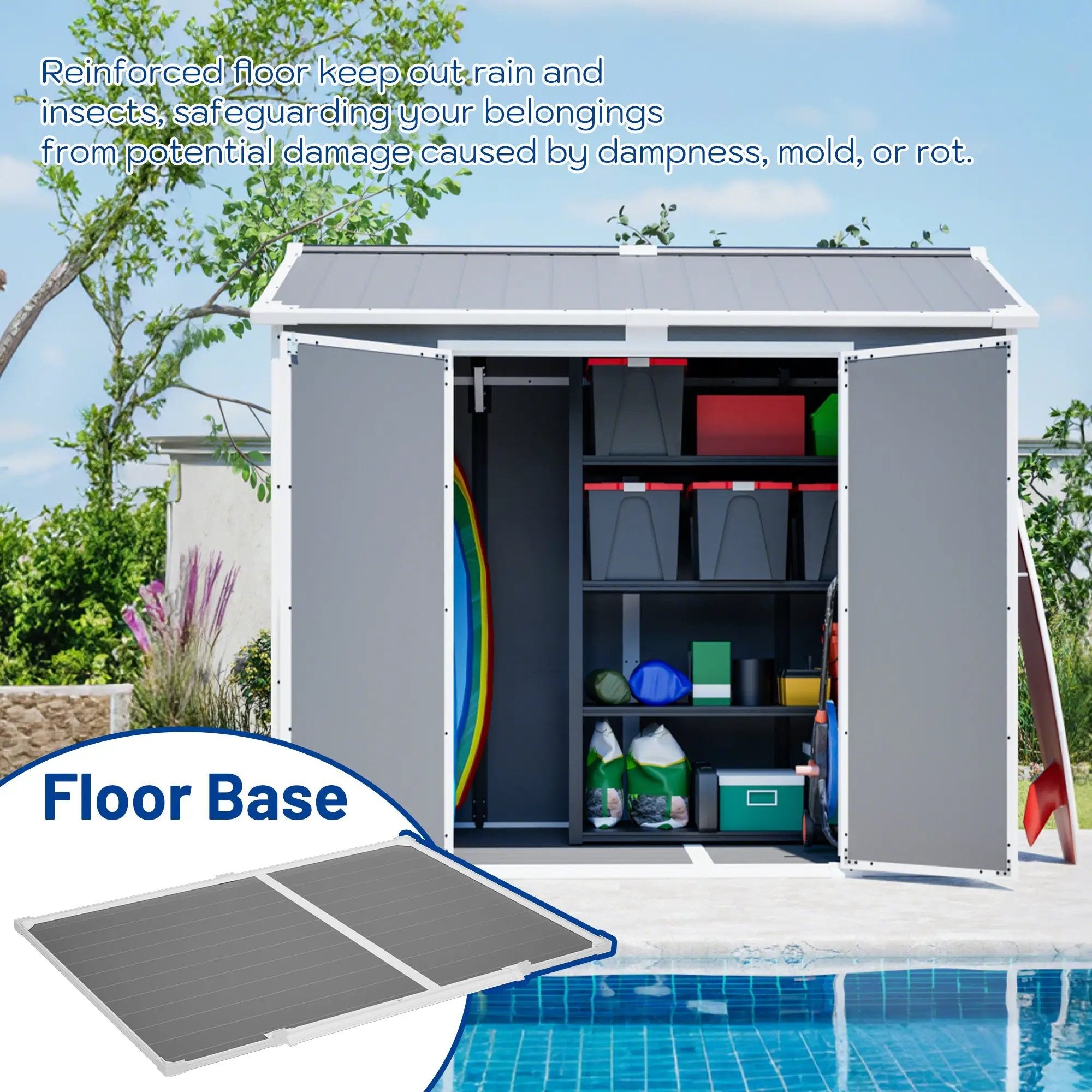 Plastic Utility Shed 8x6 ft with Floor – Lockable Storage Shed by HouseOfZazla
