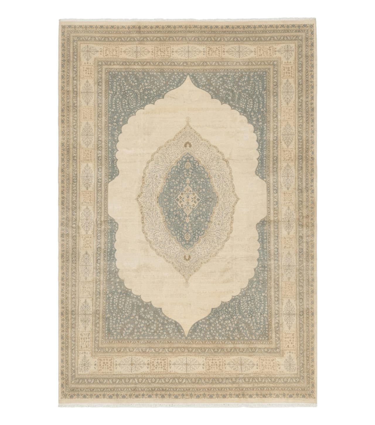 Palace Size Pak Persian Rug 12x18, Haji Jalili Design, Pakistani Carpet, Oat and Light Blue, Fine 260 KPSI by Jewel Rugs