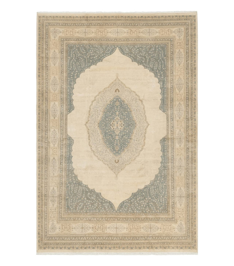 Palace Size Pak Persian Rug 12x18, Haji Jalili Design, Pakistani Carpet, Oat and Light Blue, Fine 260 KPSI by Jewel Rugs
