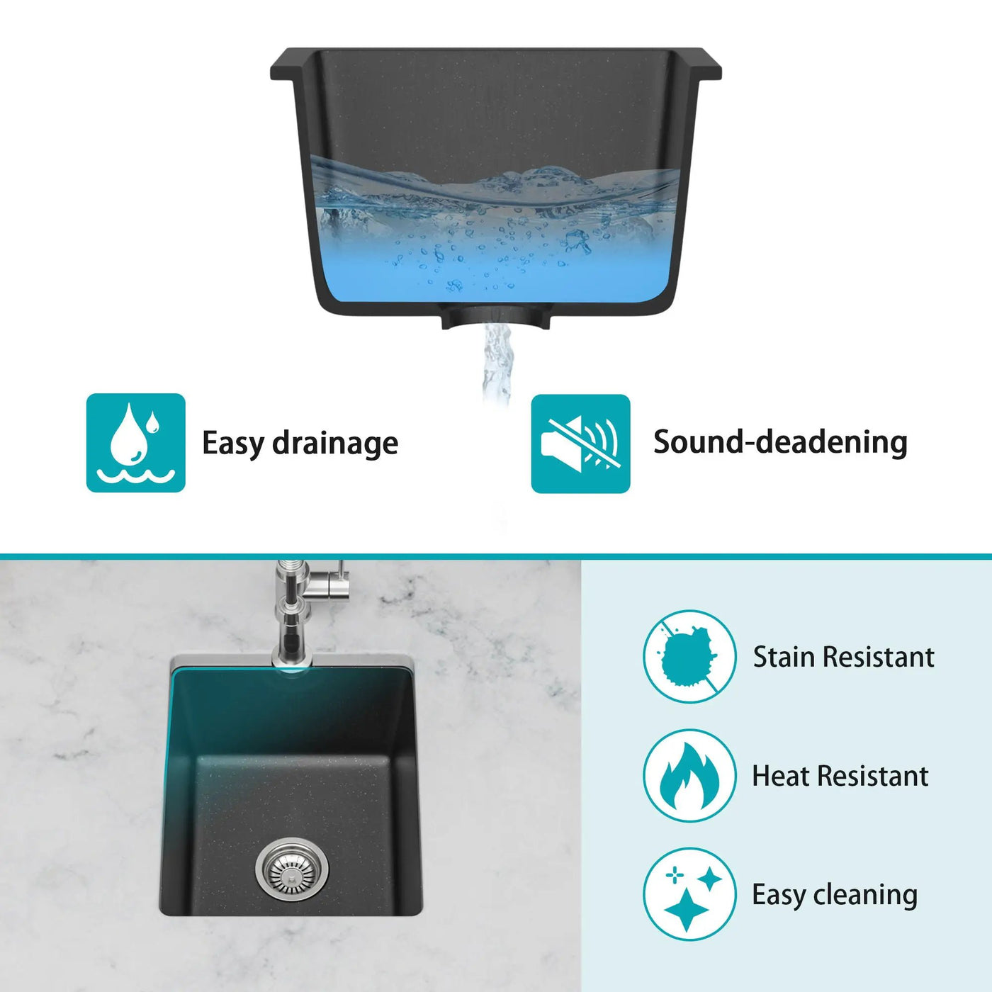 Quartz Composite Undermount Single Bowl Kitchen Sink by HouseOfZazla