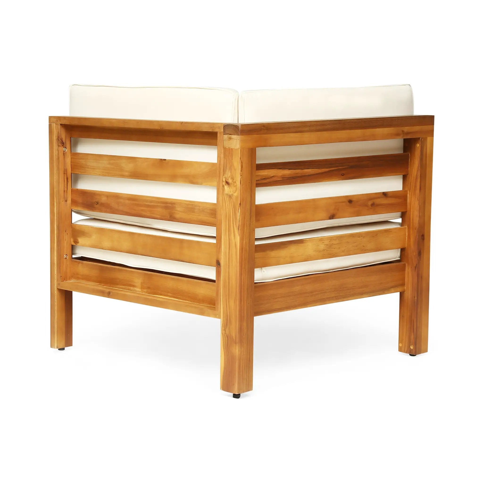 OANA Outdoor Wooden Sectional Set with Cushions, Beige by HouseOfZazla