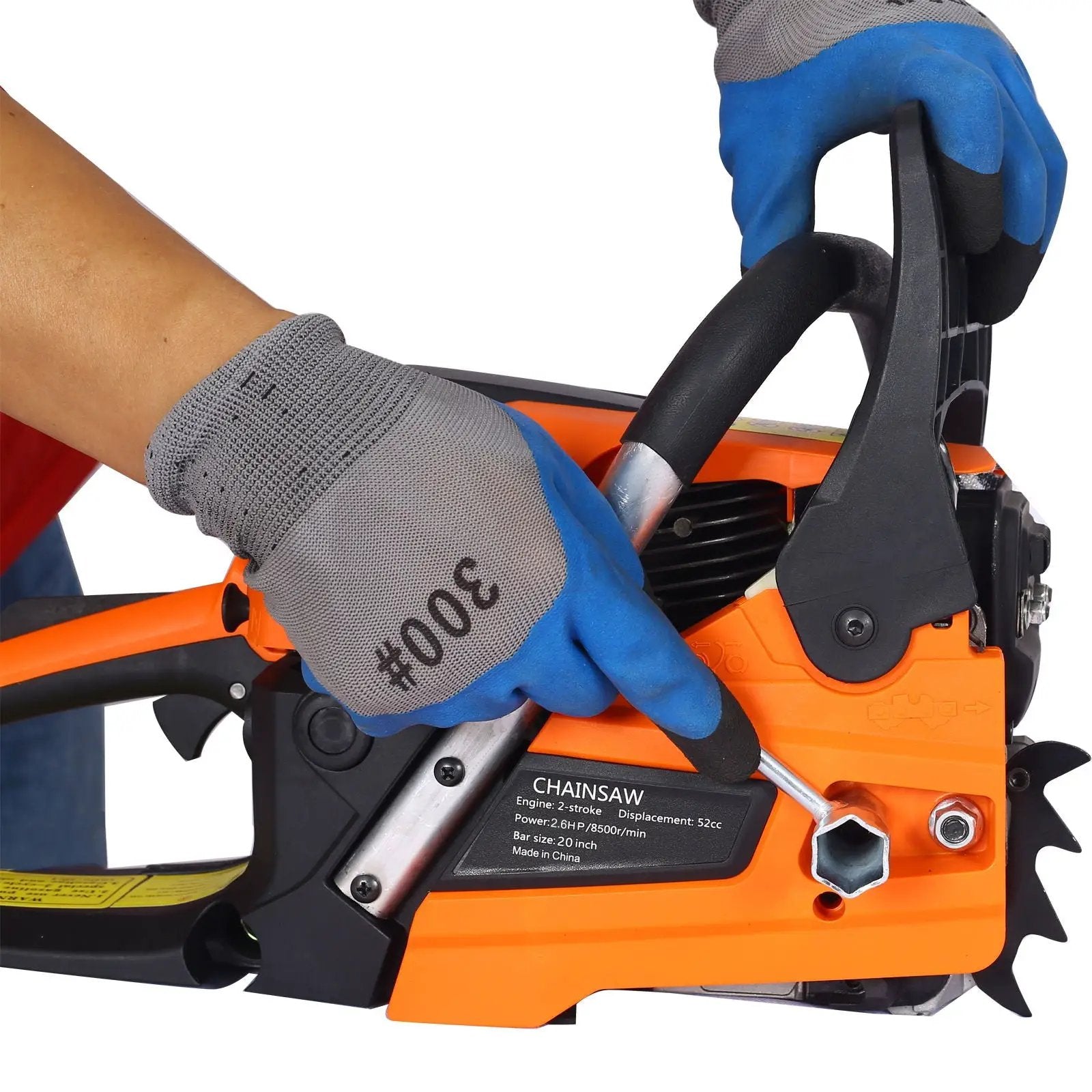 Professional Gasoline Chainsaw 20" 52Cc For Tree And Wood Cutting - Orange by HouseOfZazla