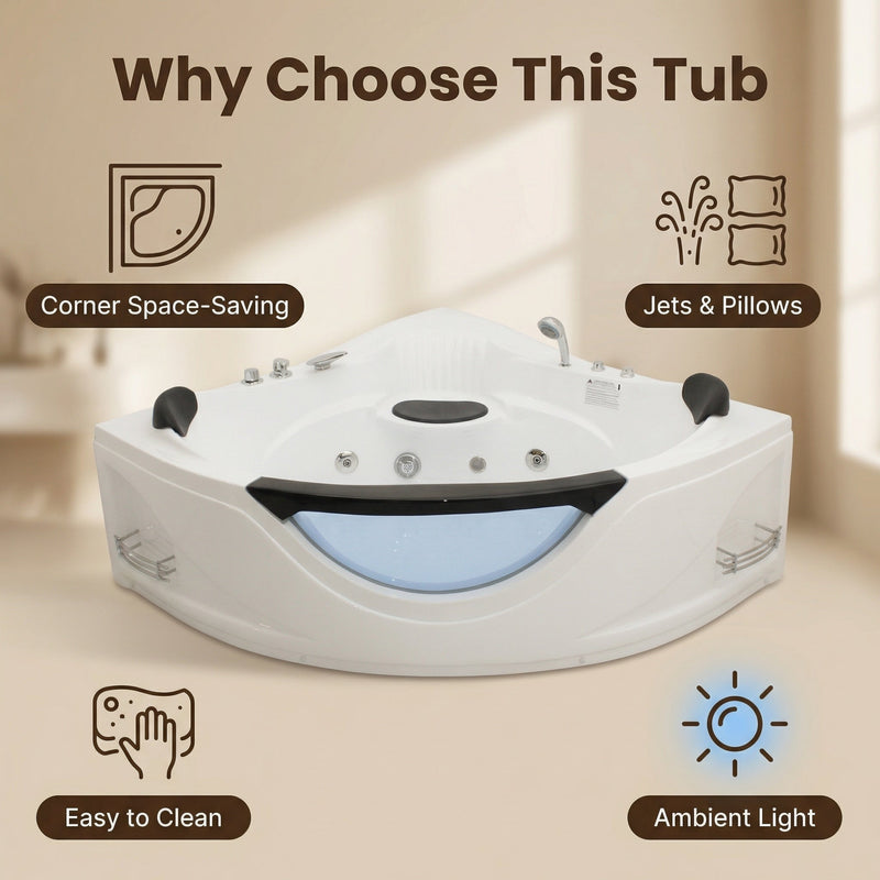 59" Corner Whirlpool Bathtub for 2-Person by HouseOfZazla