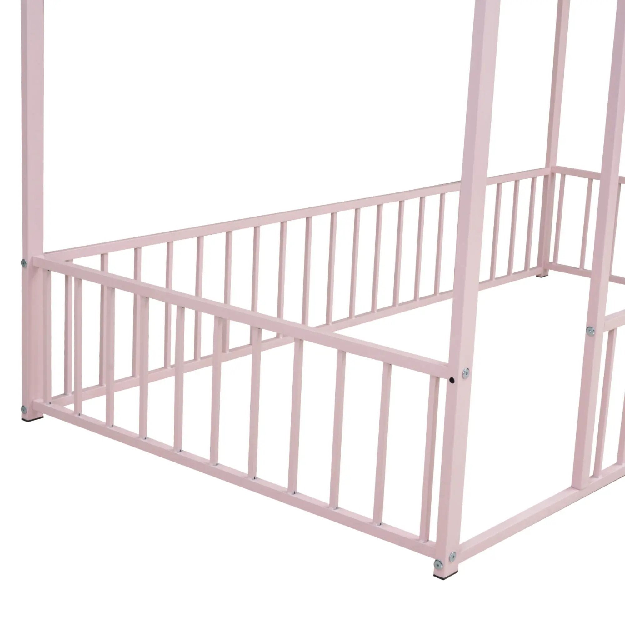 Metal Bed House Bed Frame With Fence by Unique Piece Furniture