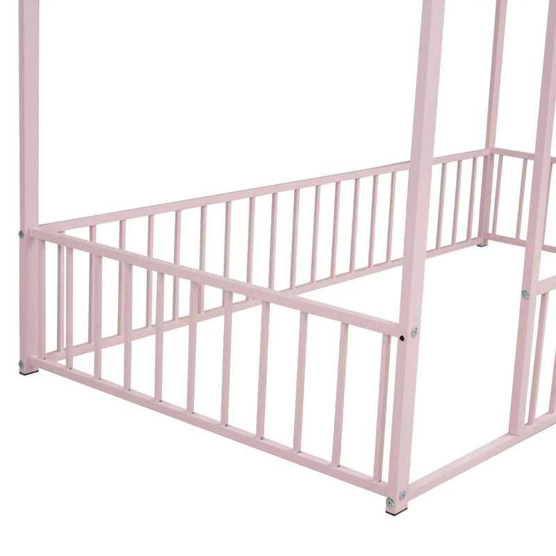 Metal Bed House Bed Frame With Fence by Unique Piece Furniture