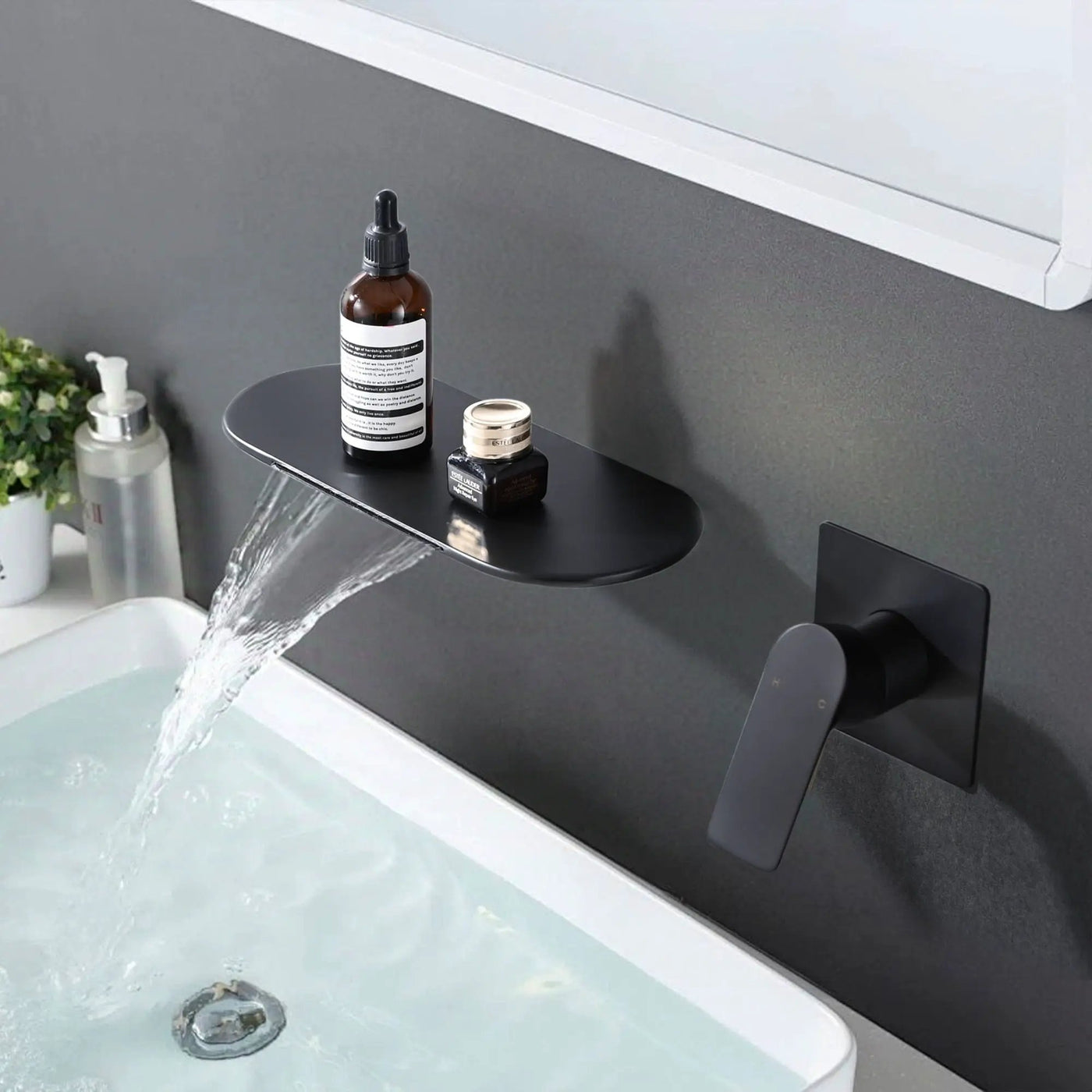 Modern Wall Mount Bathroom Sink Faucet With Waterfall Spout by HouseOfZazla