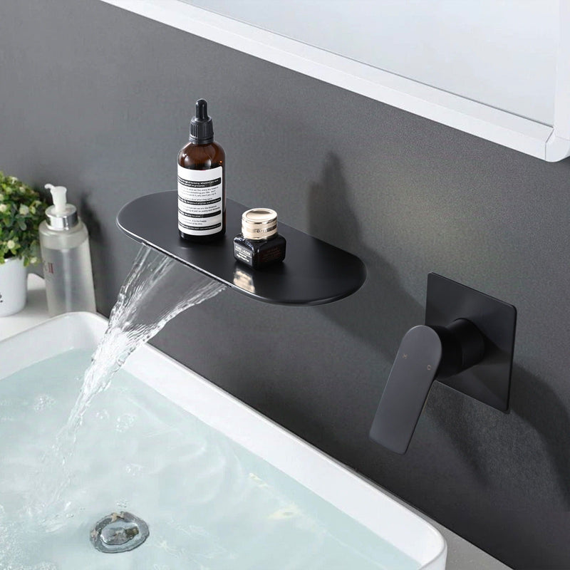 Modern Wall Mount Bathroom Sink Faucet With Waterfall Spout by HouseOfZazla