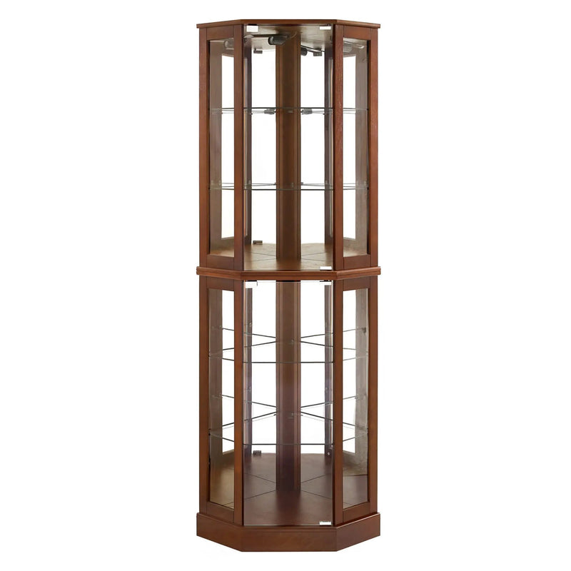 6 Shelf Corner Curio Display Cabinet With Lights, Mirrors And Adjustable Shelves (E26 Light Bulb Not Included) by Unique Piece Furniture