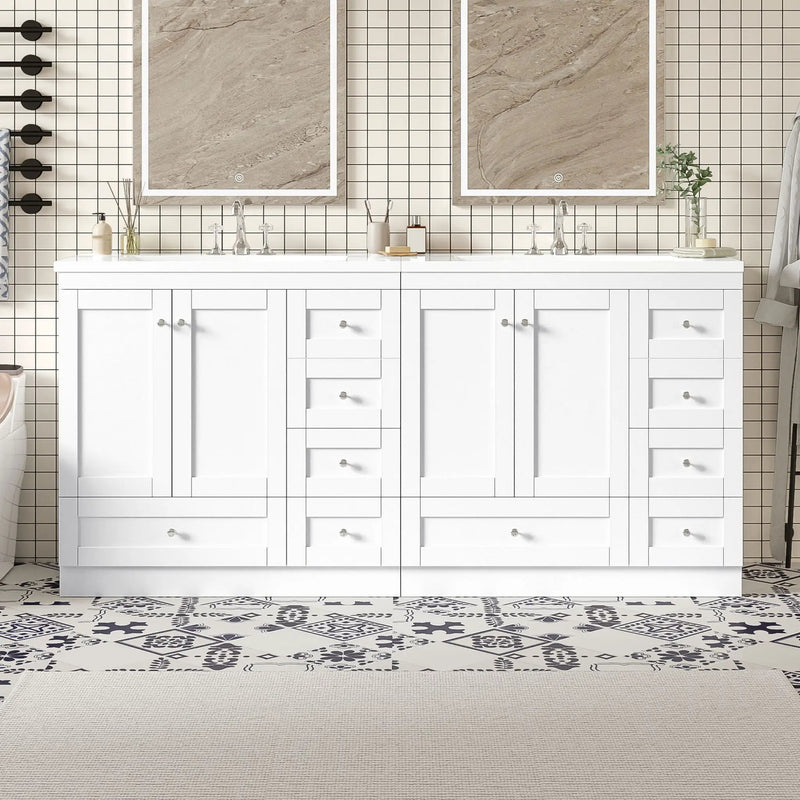 Shaker Free Standing Bathroom Vanity Cabinet & Sink, Soft Close Drawers, Soft Close Doors by HouseOfZazla