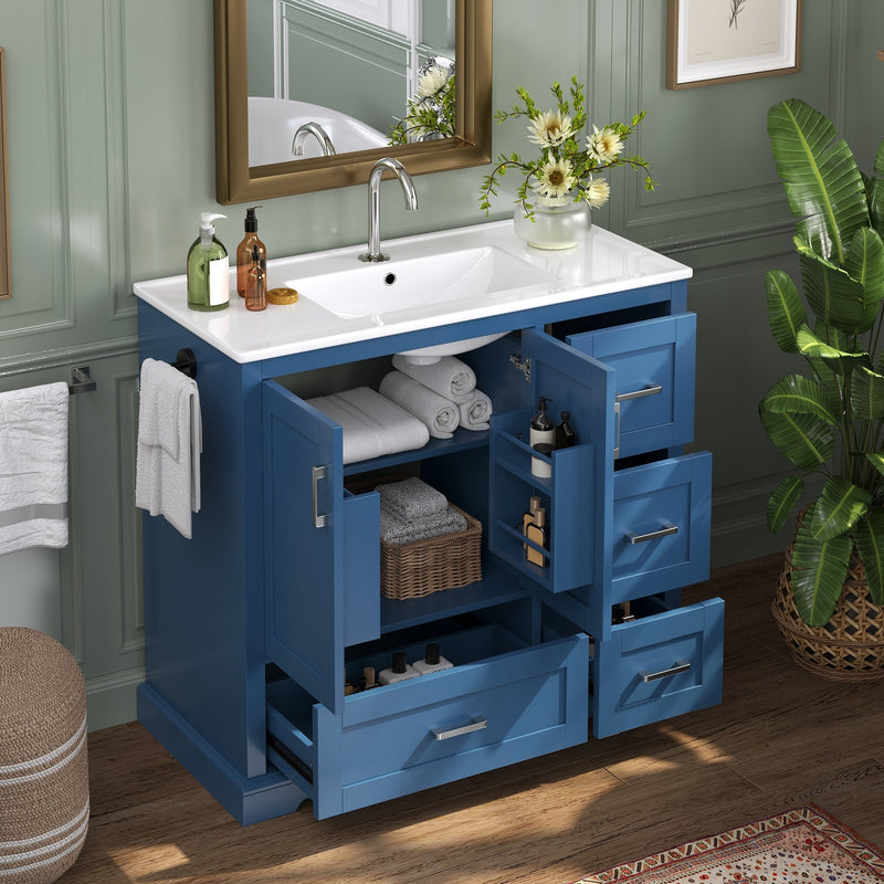 42" Bathroom Vanity with Ceramic Sink - Navy Blue, photo 10 of 10
