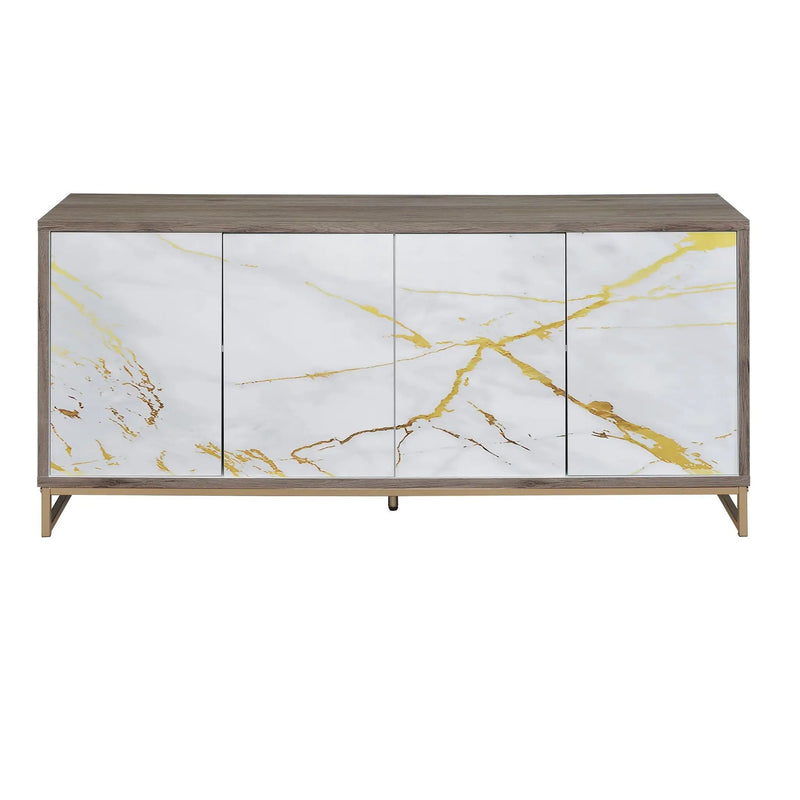 Paavan Console Cabinet - White / Champagne by HouseOfZazla