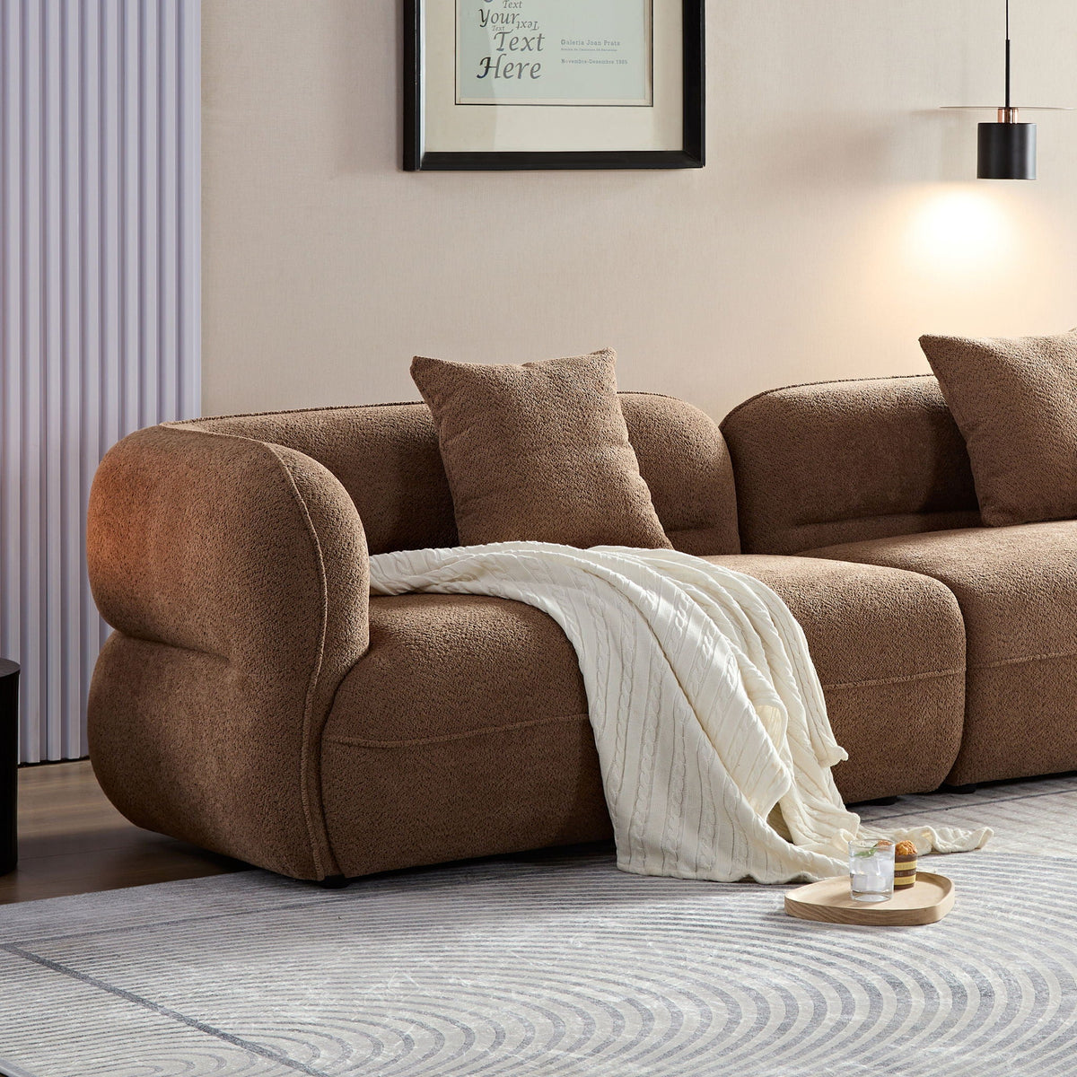Sectional Sofa with Durable Fabric and Solid Wood Frame - Dark Brown or White, photo 25 of 30