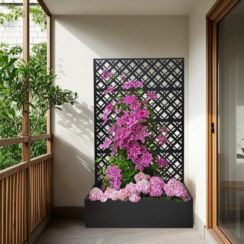 Metal Planter Raised Garden Bed with Trellis by HouseOfZazla