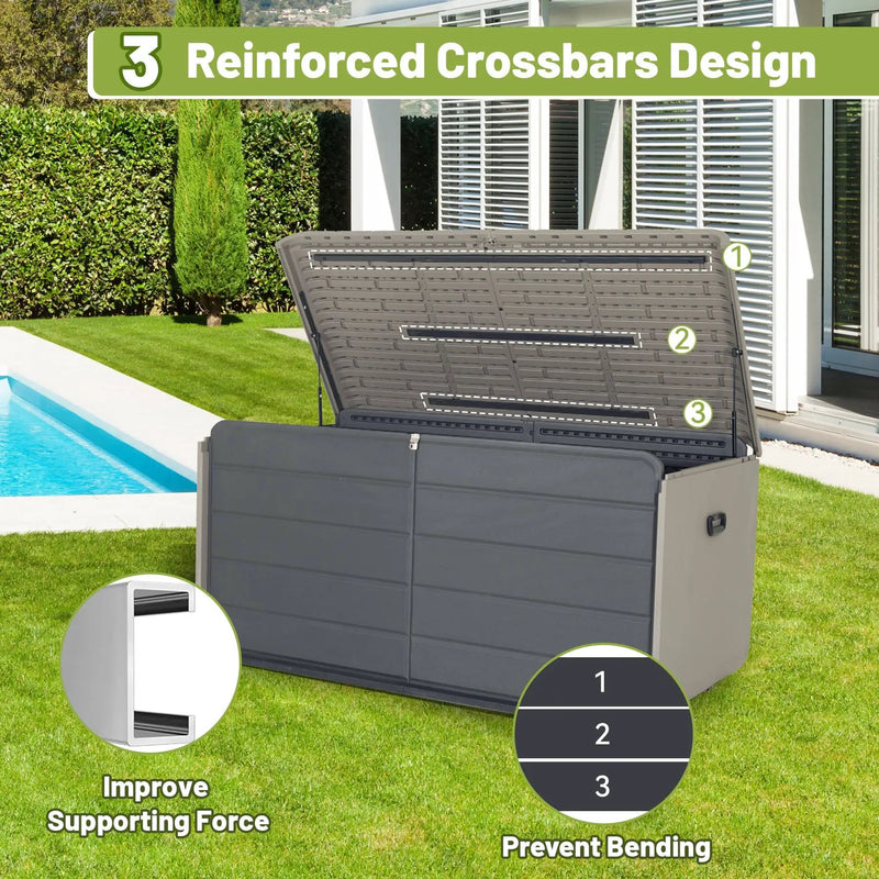 260 Gallon Plastic Deck Box - Large Patio Storage Box by HouseOfZazla