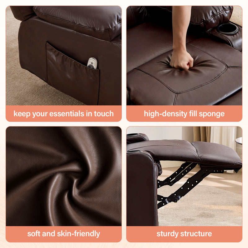 Rocker Recliner Chair with Massage and Heat - Leather, photo 7 of 8