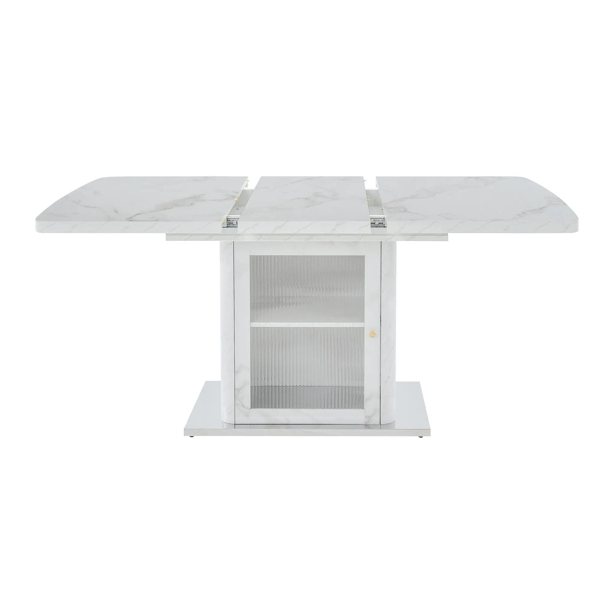 Modern Rectangle Dining Table With Stretchable Top, Storage Cabinet by Unique Piece Furniture