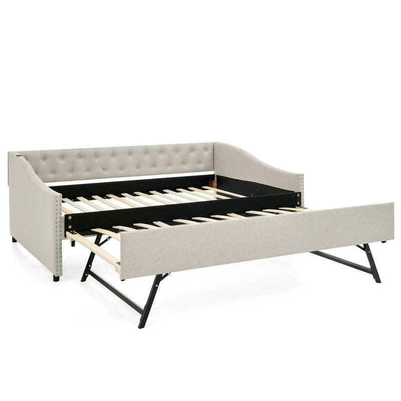Upholstered Daybed With USB Charging & Pull Out Bed