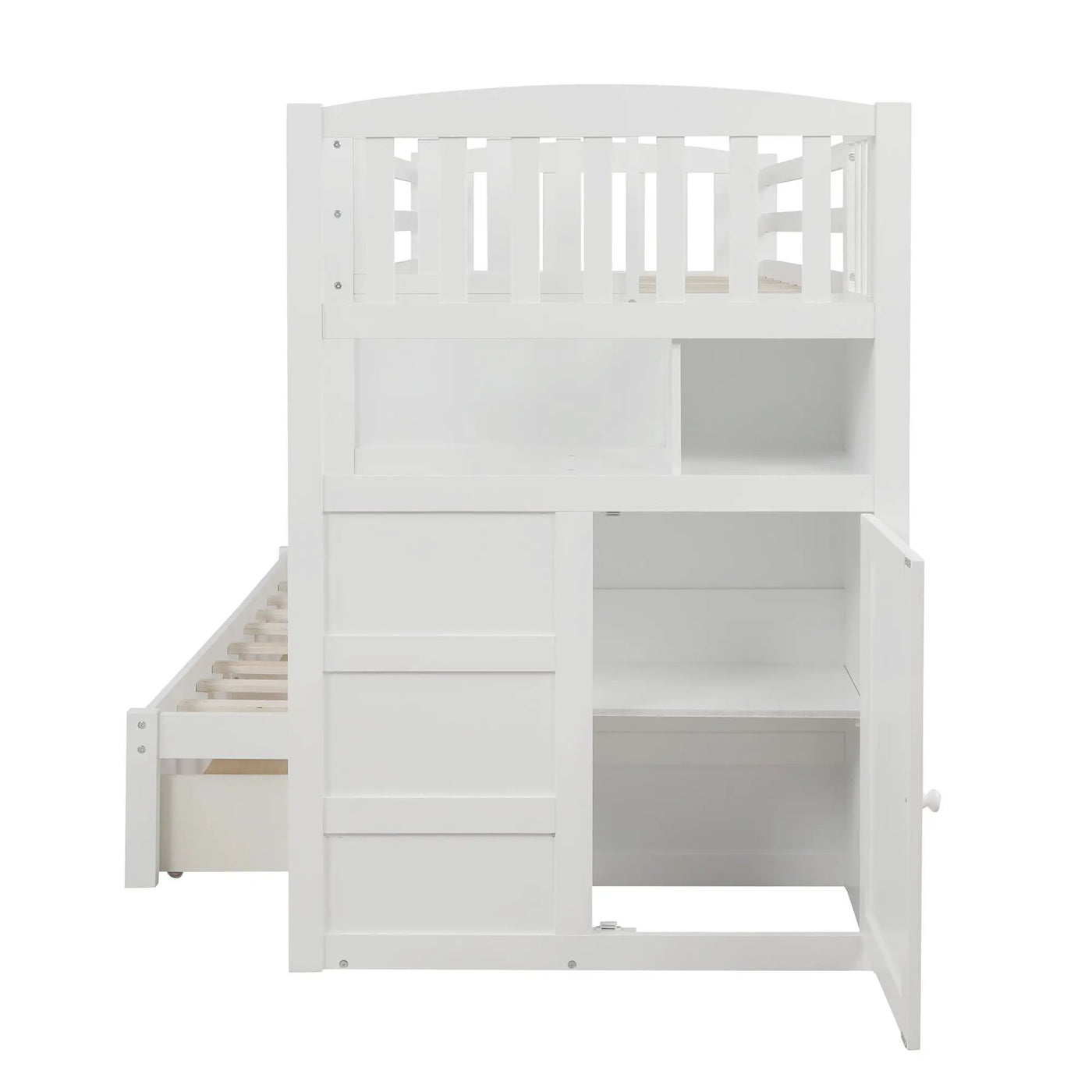 Bunk Bed, Convertible Bottom Bed, Storage Shelves And Drawers by HouseOfZazla