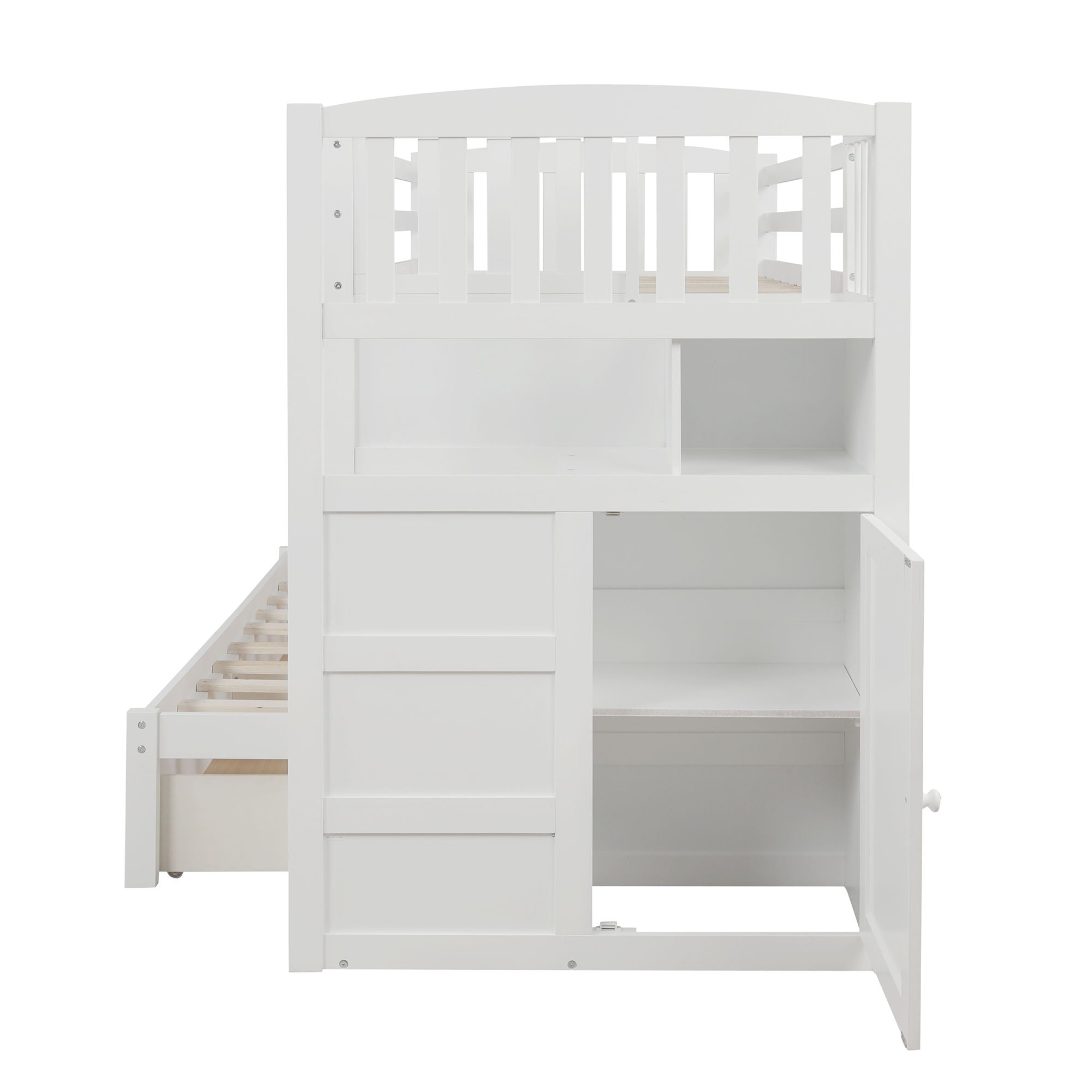 Bunk Bed, Convertible Bottom Bed, Storage Shelves And Drawers by HouseOfZazla