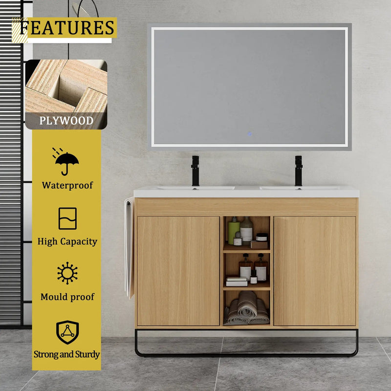 48" Freestanding Bathroom Vanity With Resin Double Sink by HouseOfZazla