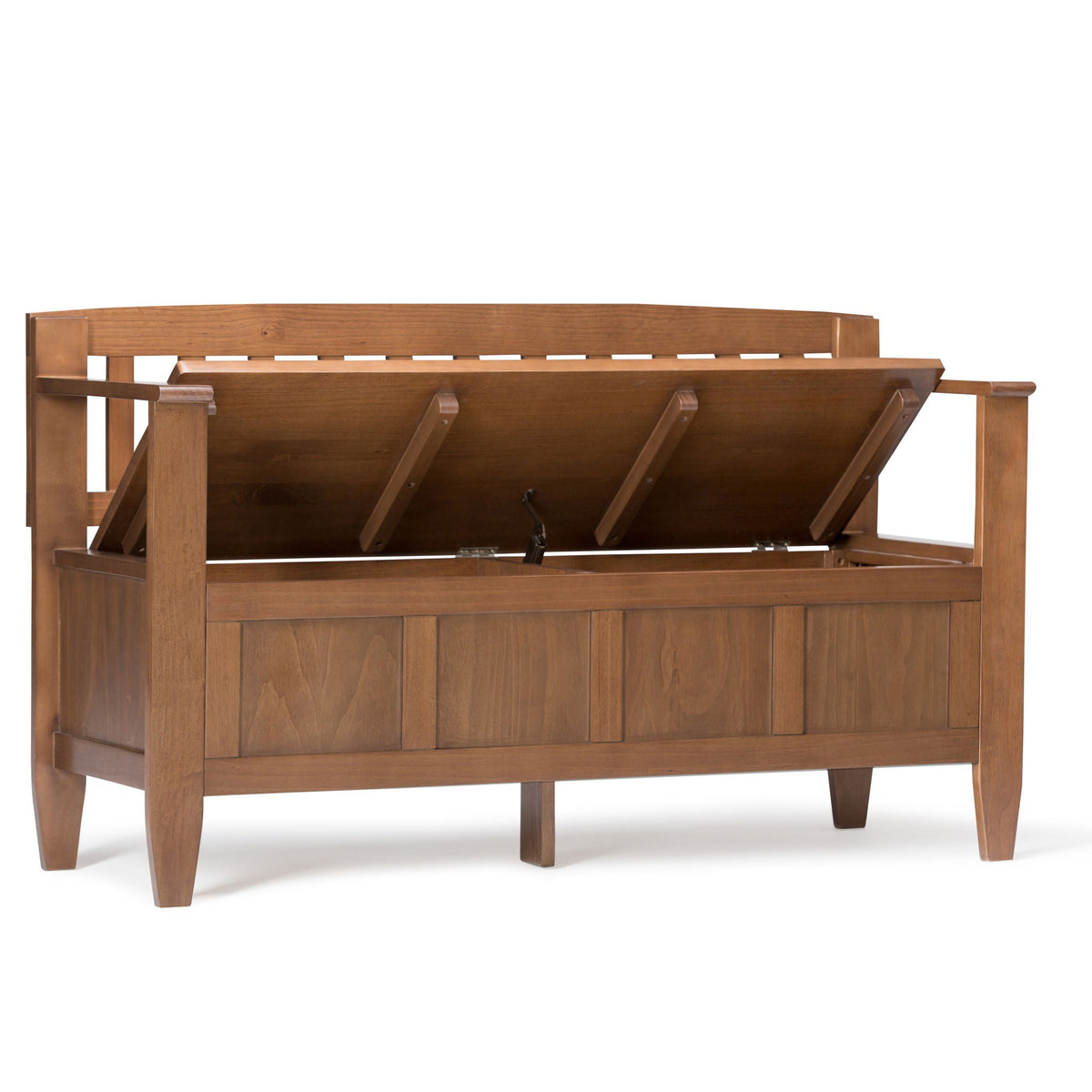 Medium Saddle Brown Entryway Storage Bench with Lift-Up Storage, photo 5 of 8