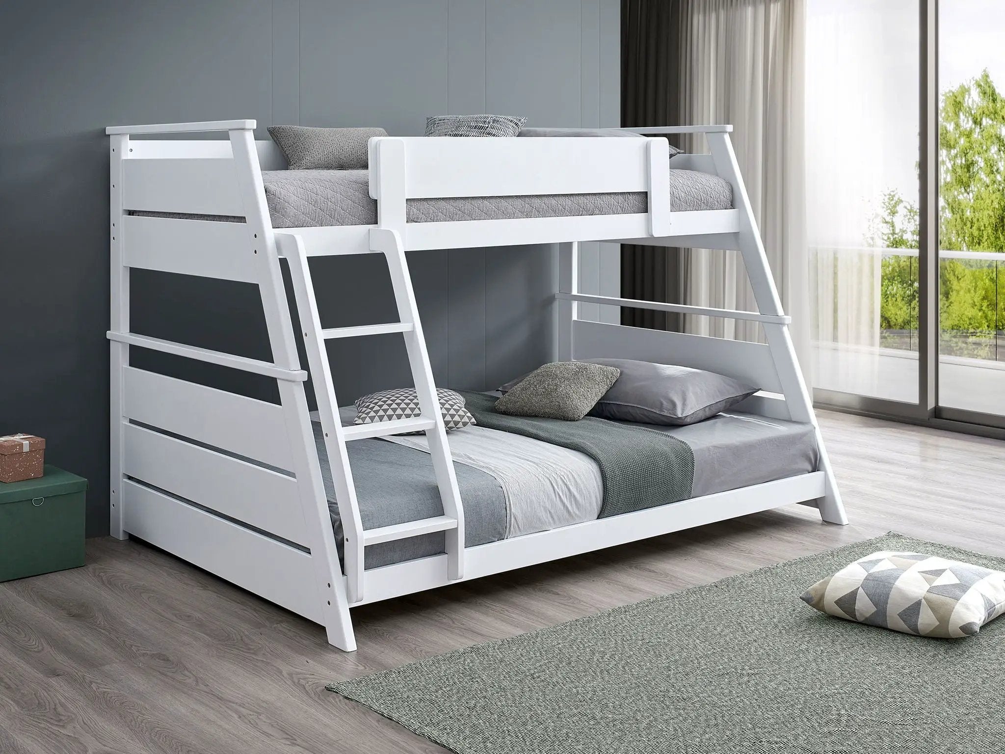 Holden Wood Veneer Twin Over Full Bunk Bed White by Unique Piece Furniture