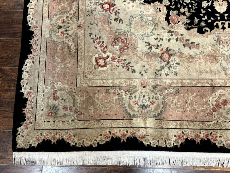 Pak Persian Tabriz Rug 8.6 x 11.6, Black Pink, Traditional Elegant Formal Oriental Carpet, Dining Room Rug, Fine 225 KPSI by Jewel Rugs
