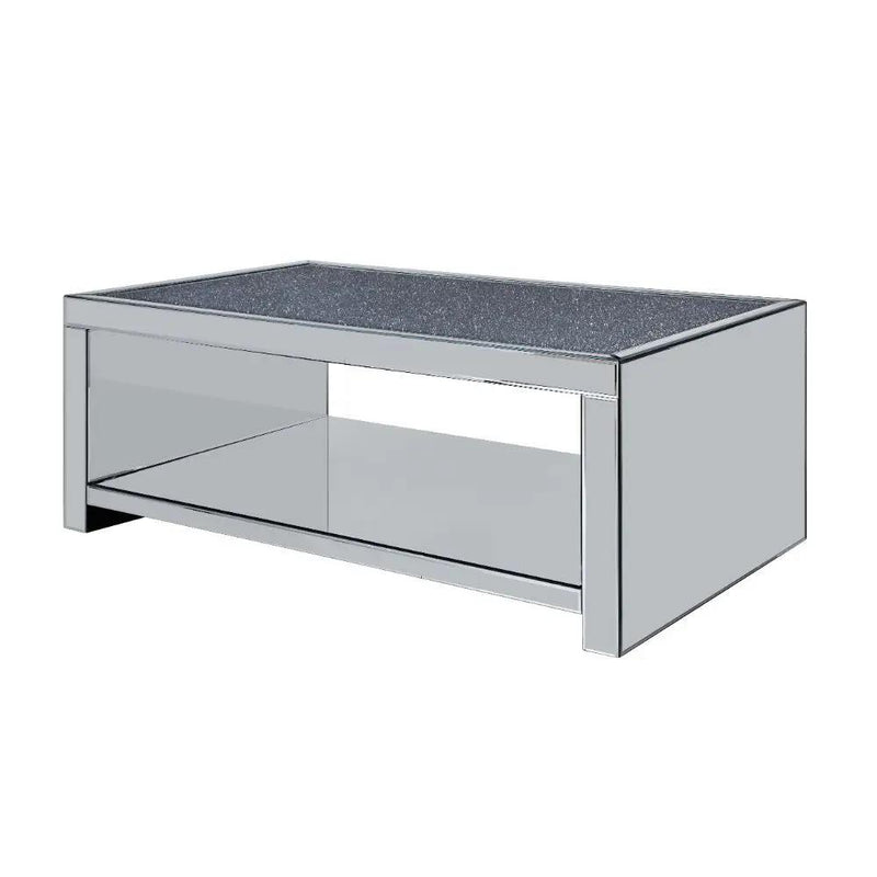 Noralie - Coffee Table - Clear Glass, Mirrored & Faux Diamonds by Unique Piece Furniture