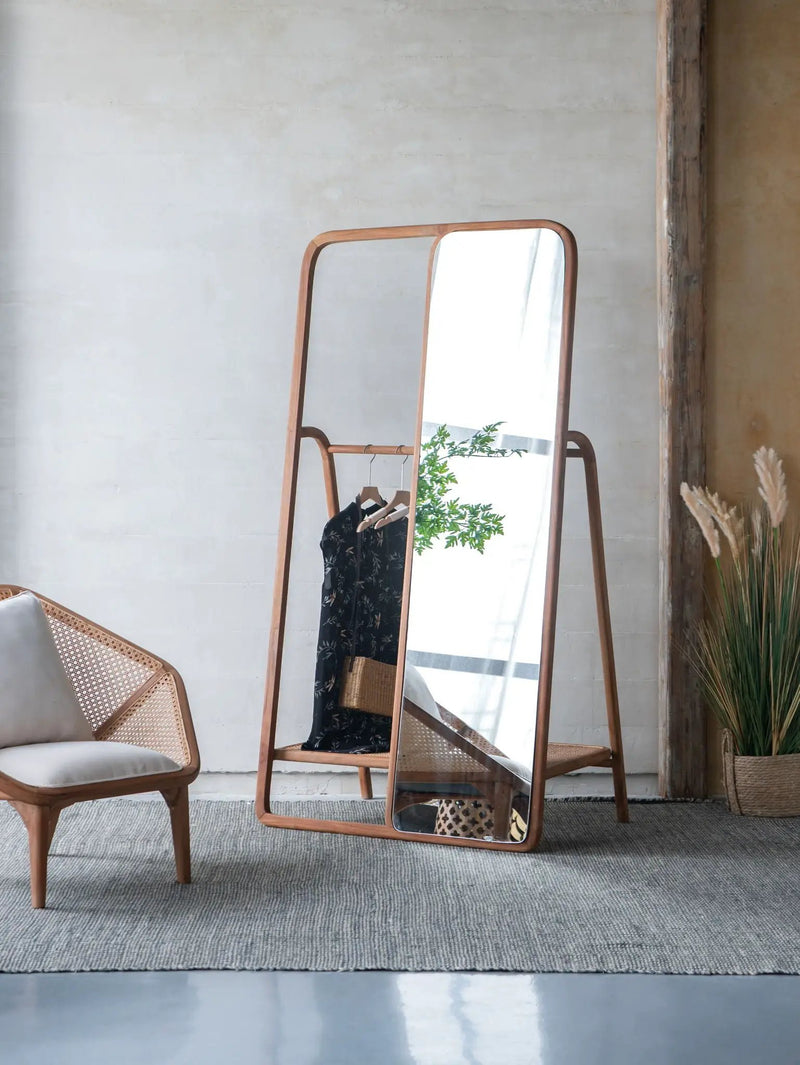Clothes Hanger With Mirror, Large - Brown by HouseOfZazla