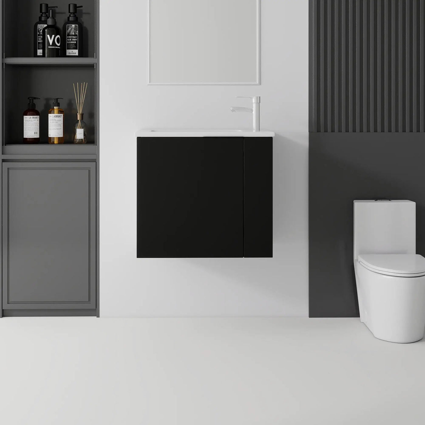 22 Inch Floating Bathroom Vanity with Sink, Soft-Close Door, Ceramic Sink, Plywood by HouseOfZazla