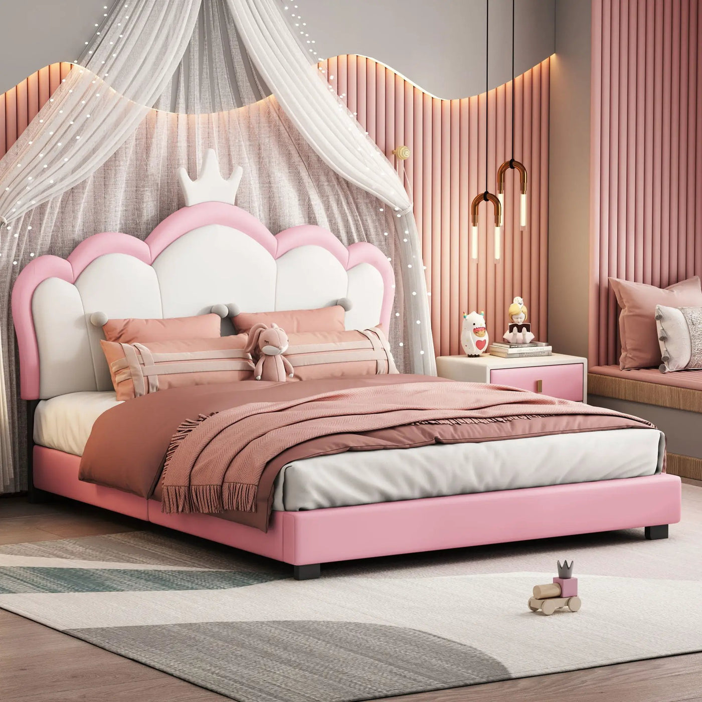 Upholstered Princess Platform Bed With Crown Headboard by HouseOfZazla