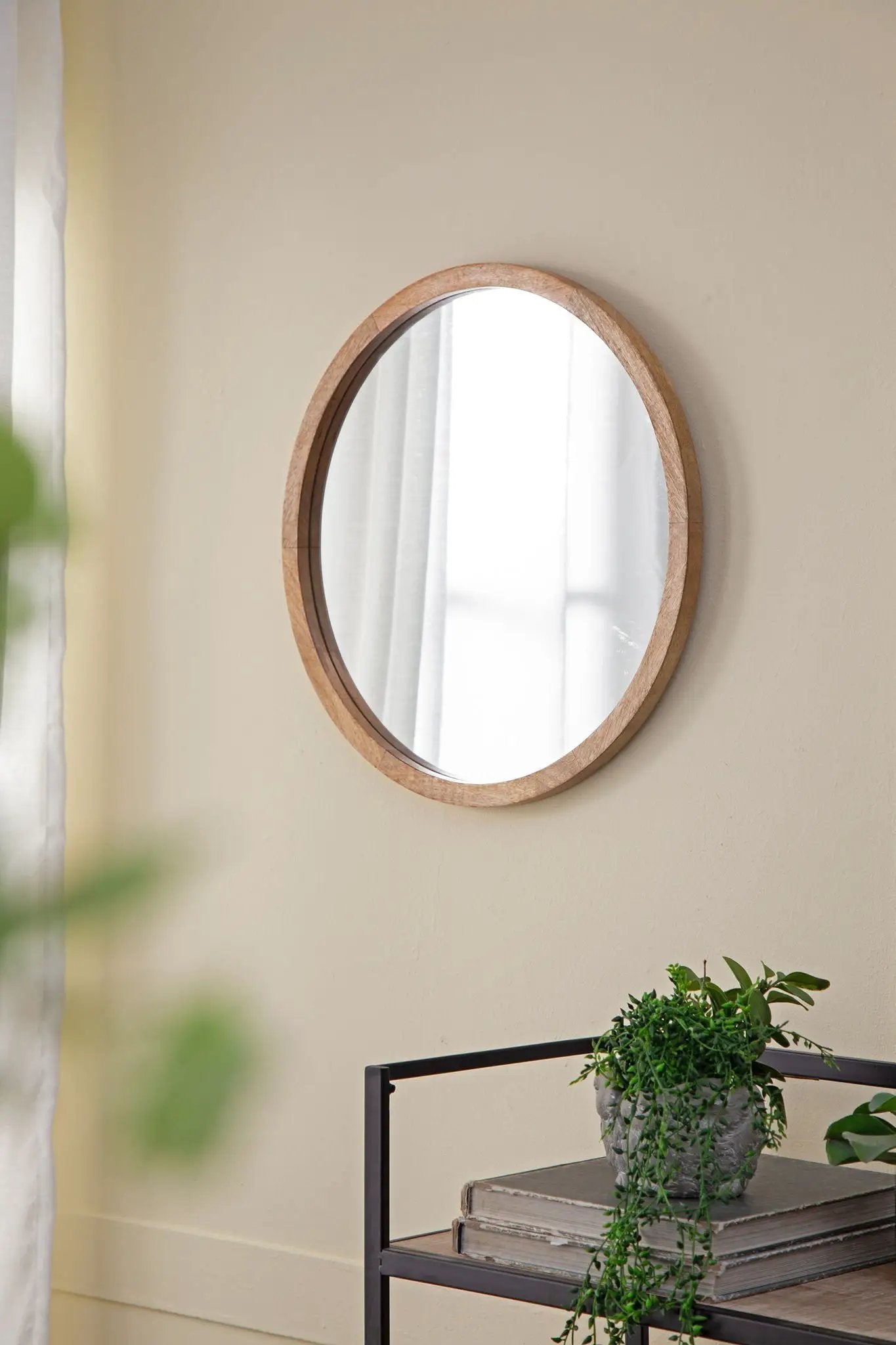 Circle Wall Mirror With Wooden Frame for Living Room by HouseOfZazla